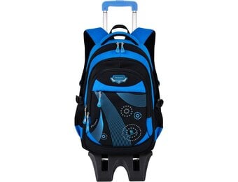 Fanspack Rugzak, trolley, kindertrolley, rugzak voor jongens, schooltas, trolley, schooltrolley, rugzak met wielen, 6 wielen