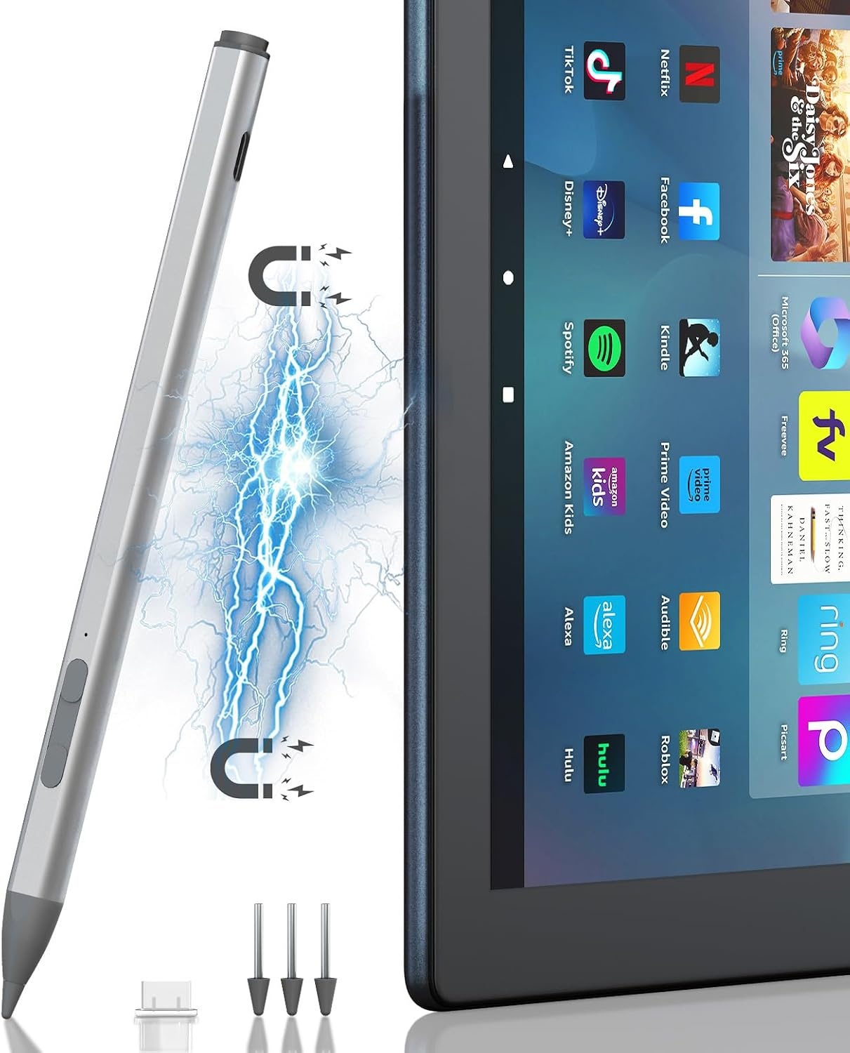 Stylus Pen USI 2.0 voor Amazon Fire Max 11, Google Pixel Tablets, Lenovo Chromebook Duet & Acer Chromebook Spin314 - Magnetische adsorptie & gumfuncti