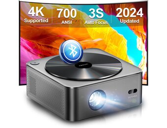 Projector Home Cinema & Buiten Native 1080P 4K Ondersteund 700 ANSI Lumen Auto Focus 6D Keystone Obstructie Vermijding 5G WiFi Bluetooth