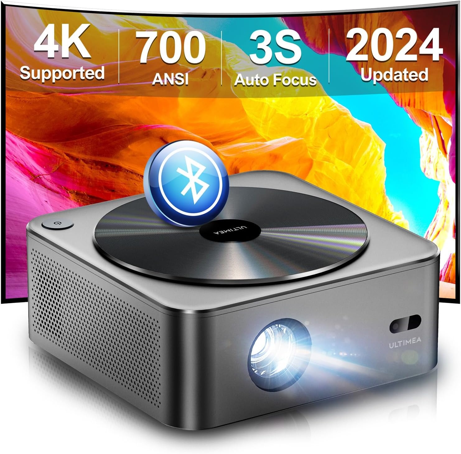 Projector Home Cinema & Buiten Native 1080P 4K Ondersteund 700 ANSI Lumen Auto Focus 6D Keystone Obstructie Vermijding 5G WiFi Bluetooth