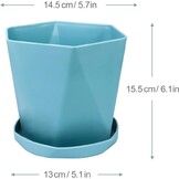 Set van 3 Kunststof Plantenpotten met Schotel - 14.5 cm - Roze, Geel, Blauw - 73% Korting!