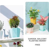 Set van 3 Kunststof Plantenpotten met Schotel - 14.5 cm - Roze, Geel, Blauw - 73% Korting!