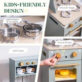 ROBUD Houten speelkeuken voor kinderen peuters, hoek houten speelkeuken met koelkast, ijsmachine, koffiezetapparaat, sapcentrifuge, oven, vaatwasser, magnetron, gebruiksvoorwerpen, cadeau voor