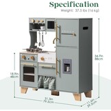 ROBUD Houten speelkeuken voor kinderen peuters, hoek houten speelkeuken met koelkast, ijsmachine, koffiezetapparaat, sapcentrifuge, oven, vaatwasser, magnetron, gebruiksvoorwerpen, cadeau voor