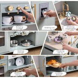 ROBUD Houten speelkeuken voor kinderen peuters, hoek houten speelkeuken met koelkast, ijsmachine, koffiezetapparaat, sapcentrifuge, oven, vaatwasser, magnetron, gebruiksvoorwerpen, cadeau voor