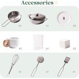 ROBUD Houten speelkeuken voor kinderen peuters, hoek houten speelkeuken met koelkast, ijsmachine, koffiezetapparaat, sapcentrifuge, oven, vaatwasser, magnetron, gebruiksvoorwerpen, cadeau voor