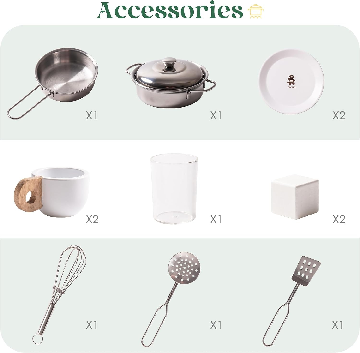 ROBUD Houten speelkeuken voor kinderen peuters, hoek houten speelkeuken met koelkast, ijsmachine, koffiezetapparaat, sapcentrifuge, oven, vaatwasser, magnetron, gebruiksvoorwerpen, cadeau voor