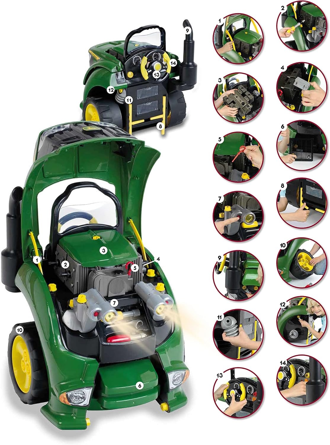 Theo Klein 2822 Hot Wheels assembly car I Engine block with instructive repair functions I Battery-operated headlights and horn I Toys for children aged 3 and over