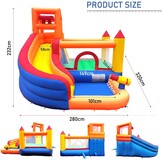 Ballsea Groot springkasteel met ventilator, droog-/waterglijbaan, geschikt voor kinderen van 3 tot 10 jaar, kinderkasteel voor binnen of buiten, 320 x 280 x 232 cm