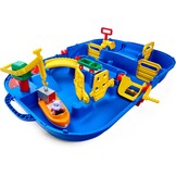 AquaPlay - LockBox - waterbaan als transportkoffer met 27 delen, speelset inclusief 1 Hippo Wilma, amfibieauto en containerboot, voor kinderen vanaf 3 jaar, 8700001516, blauw