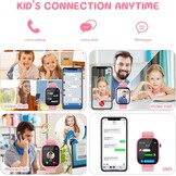 OKYUK 4G Smartwatch voor kinderen, smartwatch voor kinderen met GPS en telefoon, polshorloge voor jongens en meisjes, met video-telefoongesprek, berichten, schoolmodus, SOS-functie, camera en