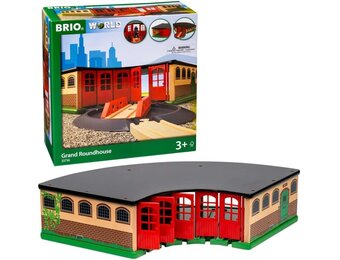 BRIO World Grand Roundhouse for Kids, Wooden Railway Roundhouse with Turntable, Fits Up to 5 Engines, Ages 3 Years and Up | turntable roundhouse, fits up to 5 engines, compatible with brio world sets, wooden railway accessory