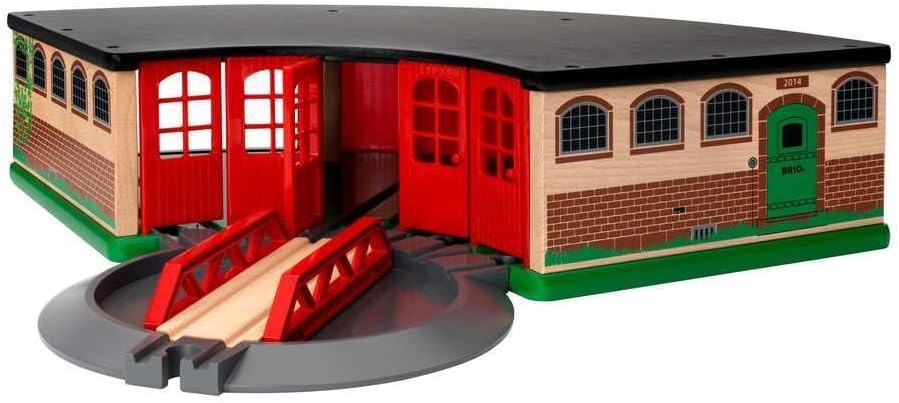 BRIO World Grand Roundhouse for Kids, Wooden Railway Roundhouse with Turntable, Fits Up to 5 Engines, Ages 3 Years and Up | turntable roundhouse, fits up to 5 engines, compatible with brio world sets, wooden railway accessory