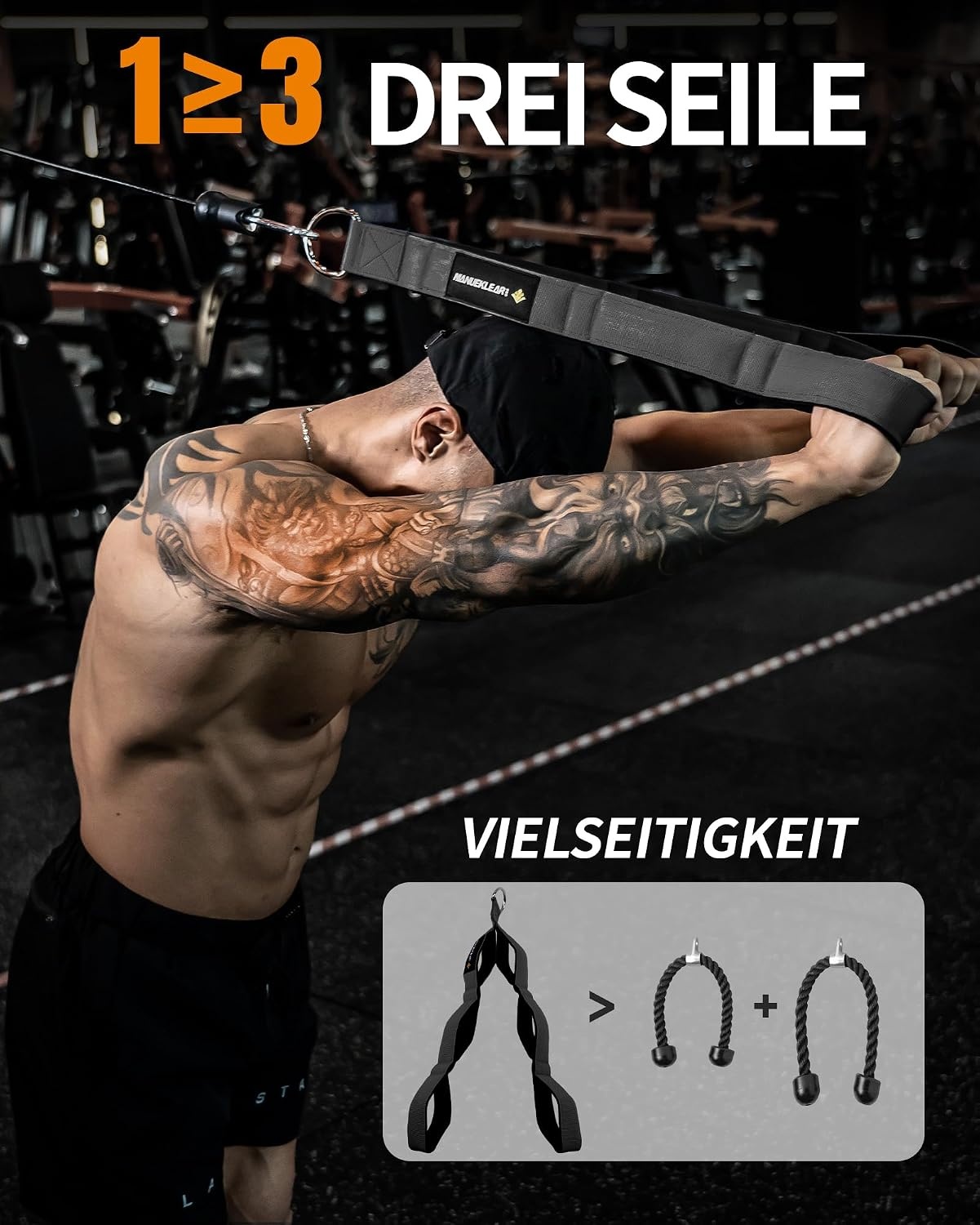 Triceps Touw Zwart - Extra Lang Fitness Koord met Neopreen Handgrepen - 73% Korting