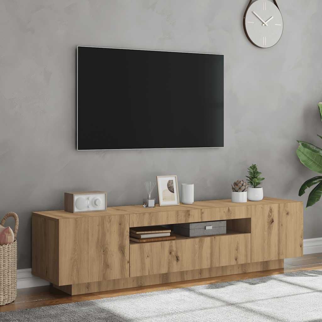 vidaXL Tv-meubel met LED 160x35x40 cm bewerkt hout artisanaal eiken