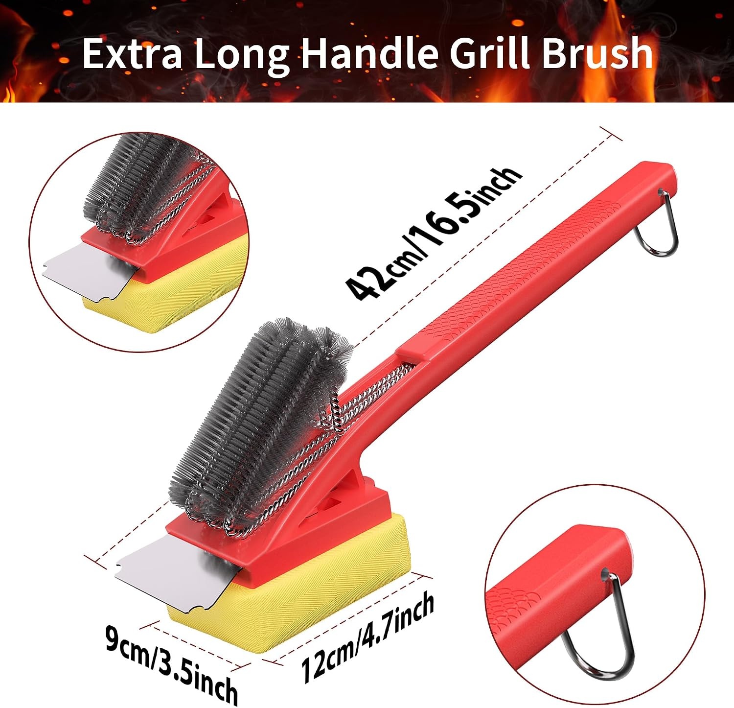 Grillborstel met Hittebestendige Kop & Lange Greep - 75% Korting!