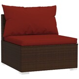 VidaXL Bank 3-zits met Kussens, Poly Rotan Bruin - 35% Korting
