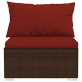 VidaXL Bank 3-zits met Kussens, Poly Rotan Bruin - 35% Korting