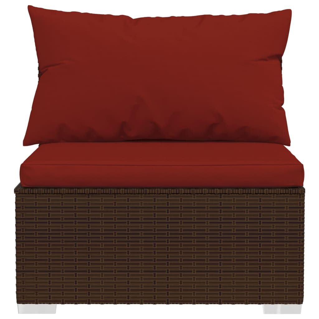 VidaXL Bank 3-zits met Kussens, Poly Rotan Bruin - 35% Korting
