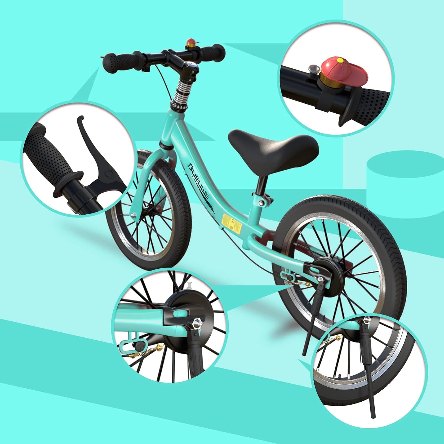 Loopfiets 14 inch met Rem & Pomp - Veilig Leren Fietsen (34% Korting)