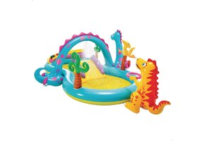 Opblaasbaar Dinoland Waterspeelcentrum met Glijbaan & 3 Dino's - 46% Korting!