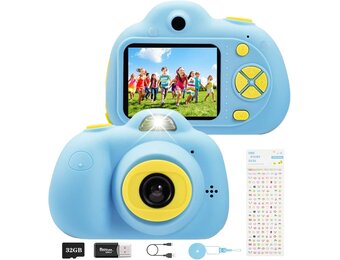 Kinder Camera Blauw - 1080P, 32GB SD, Dubbele Lens - 28% Korting