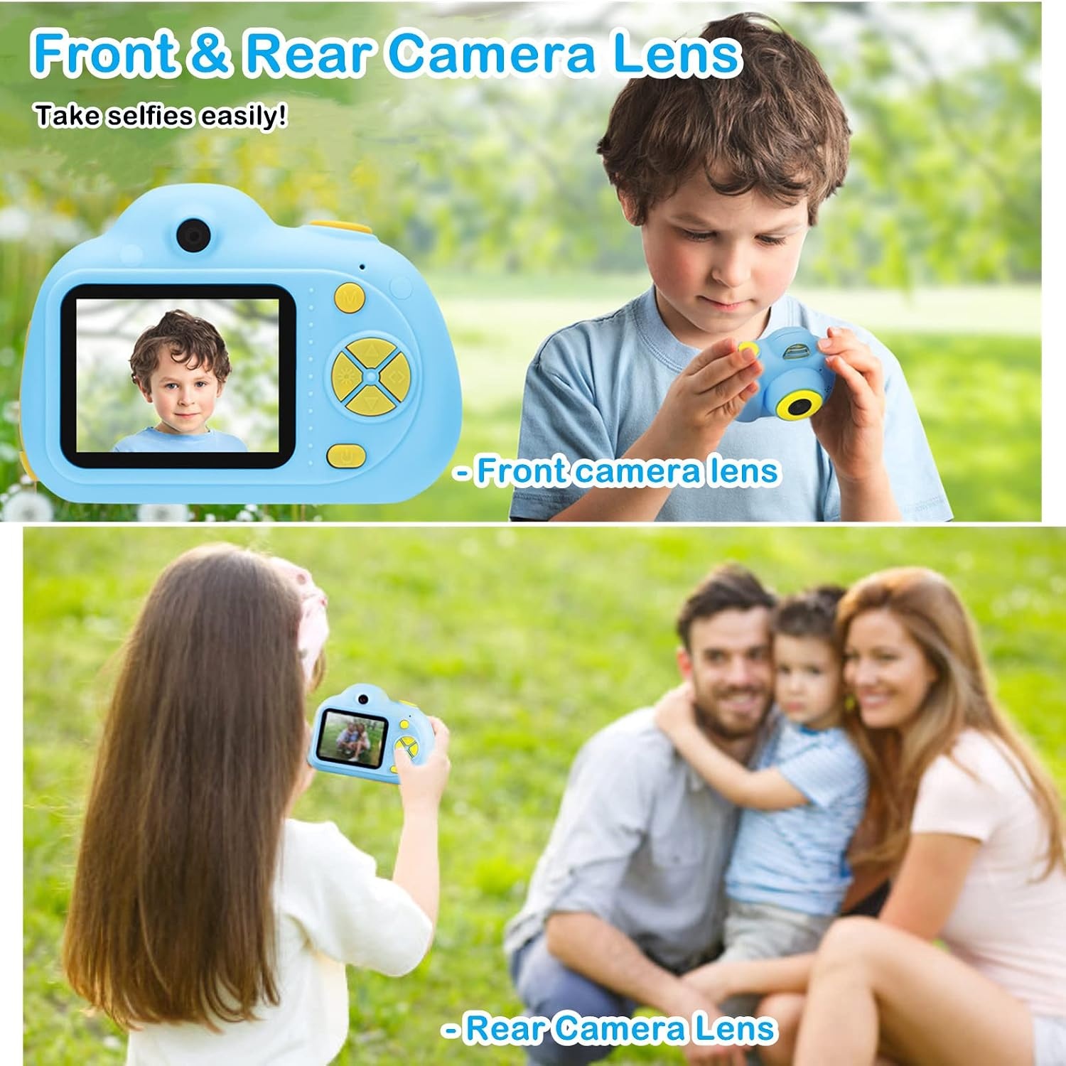 Kinder Camera Blauw - 1080P, 32GB SD, Dubbele Lens - 28% Korting