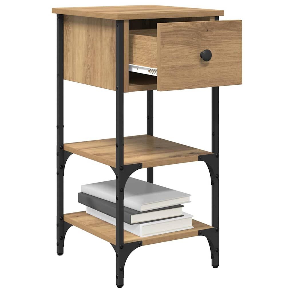 Nachtkastje Bruin - Geconstrueerd Hout & Metaal - 34% Korting