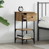 Nachtkastje Bruin - Geconstrueerd Hout & Metaal - 34% Korting