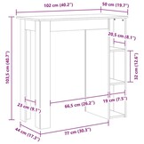 Bartafel met Schap - Betongrijs Hout - 102x50x103,5 cm (36% Korting!)
