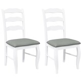 Eetkamerstoelen wit massief hout rubber met kussens (2 stuks) - 30% korting