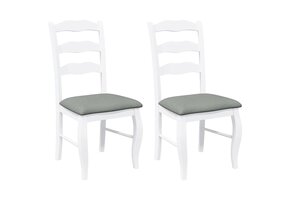 Eetkamerstoelen met kussens, 2 stuks wit massief hout, 36% korting