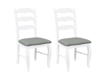 Eetkamerstoelen wit massief hout rubber met kussens (2 stuks) - 30% korting