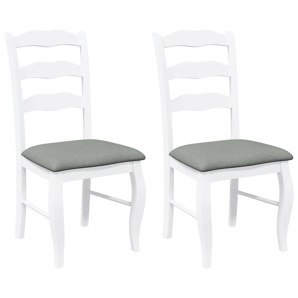 Eetkamerstoelen wit massief hout rubber met kussens (2 stuks) - 30% korting