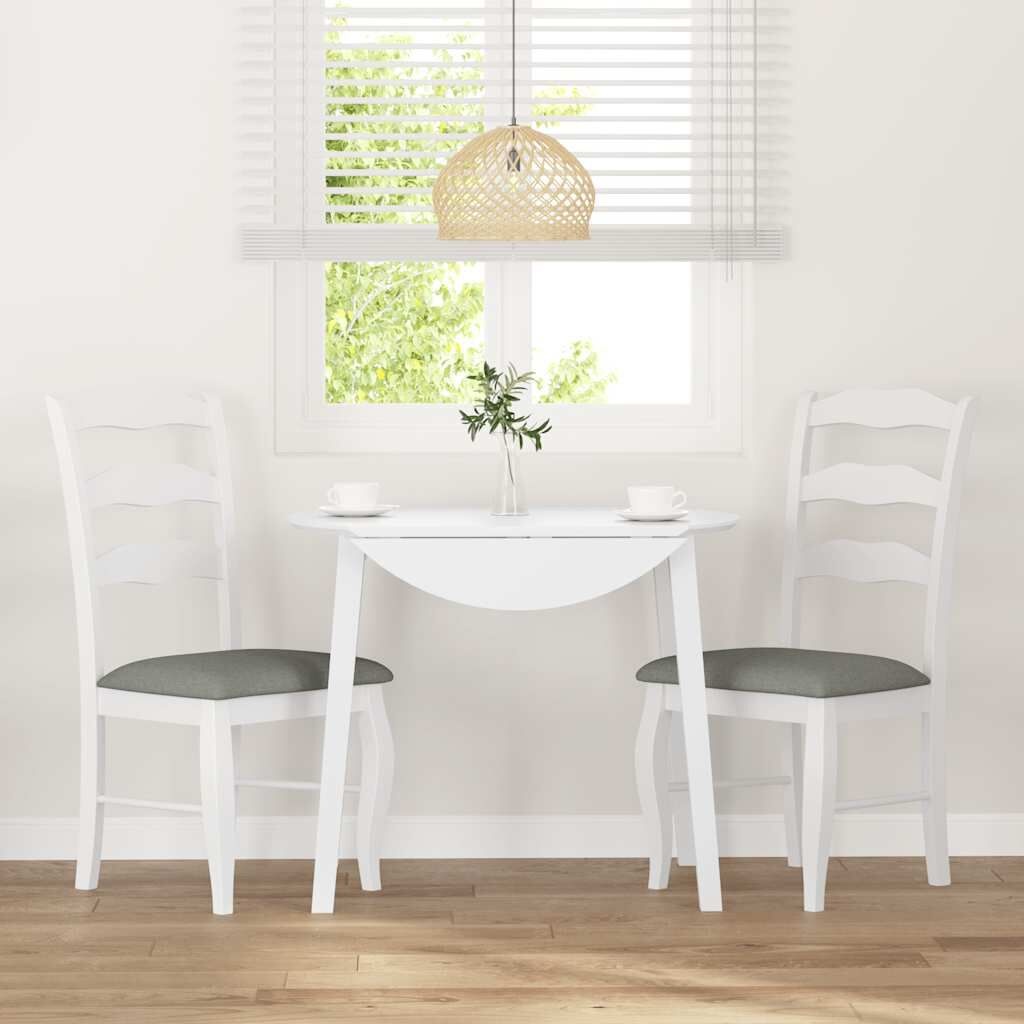 Eetkamerstoelen wit massief hout rubber met kussens (2 stuks) - 30% korting