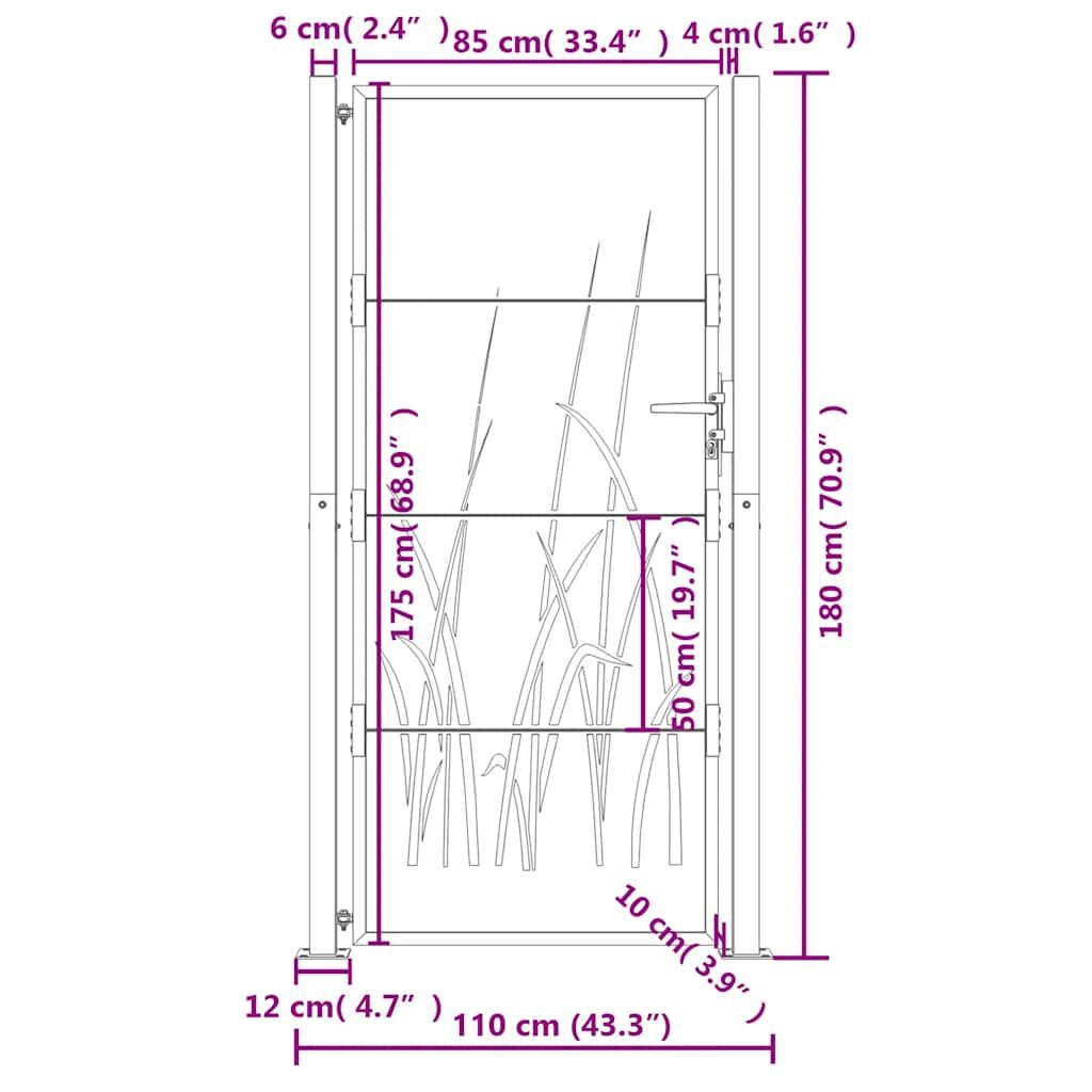 Stalen Poort met Graspatroon (105x180 cm) - 35% Korting