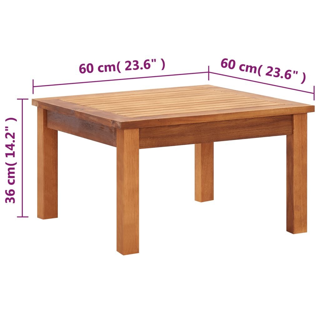 vidaXL Tuintafel Massief Acaciahout 60x60x36 cm - 34% Korting