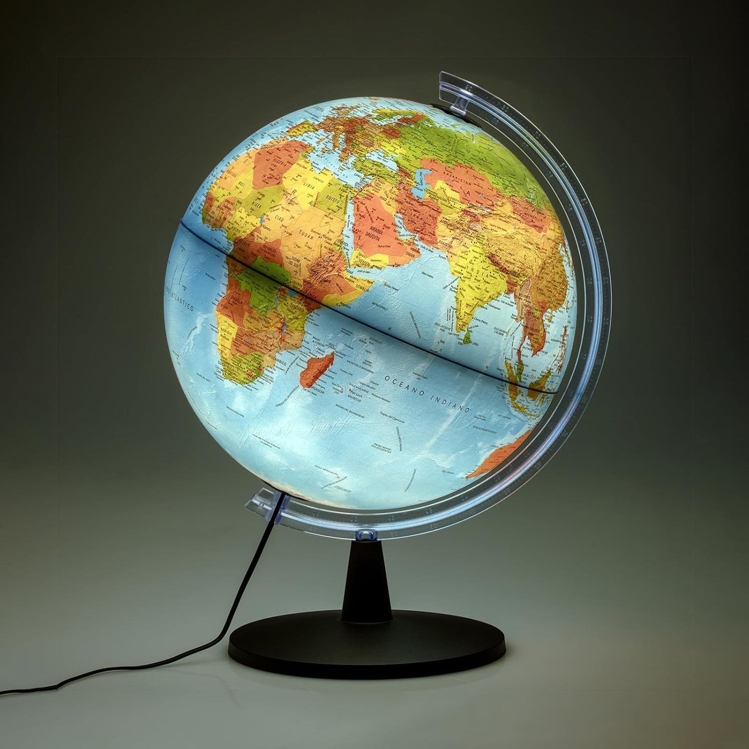 Verlichte Wereldbol 40cm - Fysieke & Politieke Kaart - 34% Korting
