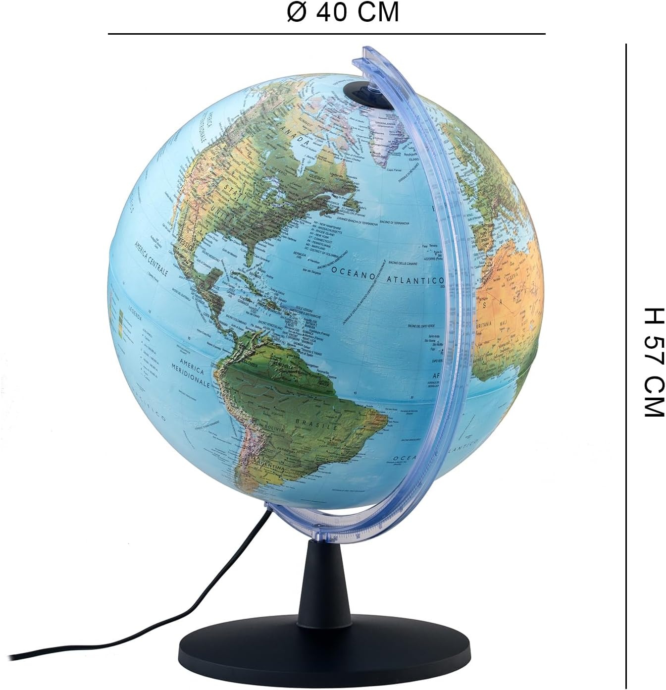Verlichte Wereldbol 40cm - Fysieke & Politieke Kaart - 34% Korting