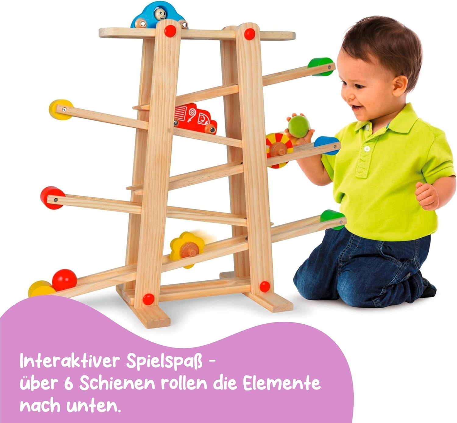 Houten Knikkerbaan Eichhorn met Auto's en Ballen - 34% Korting!