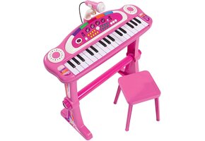 Roze Speelgoed Keyboard met Stoel - 31 Toetsen & Lichteffecten - 40% Korting