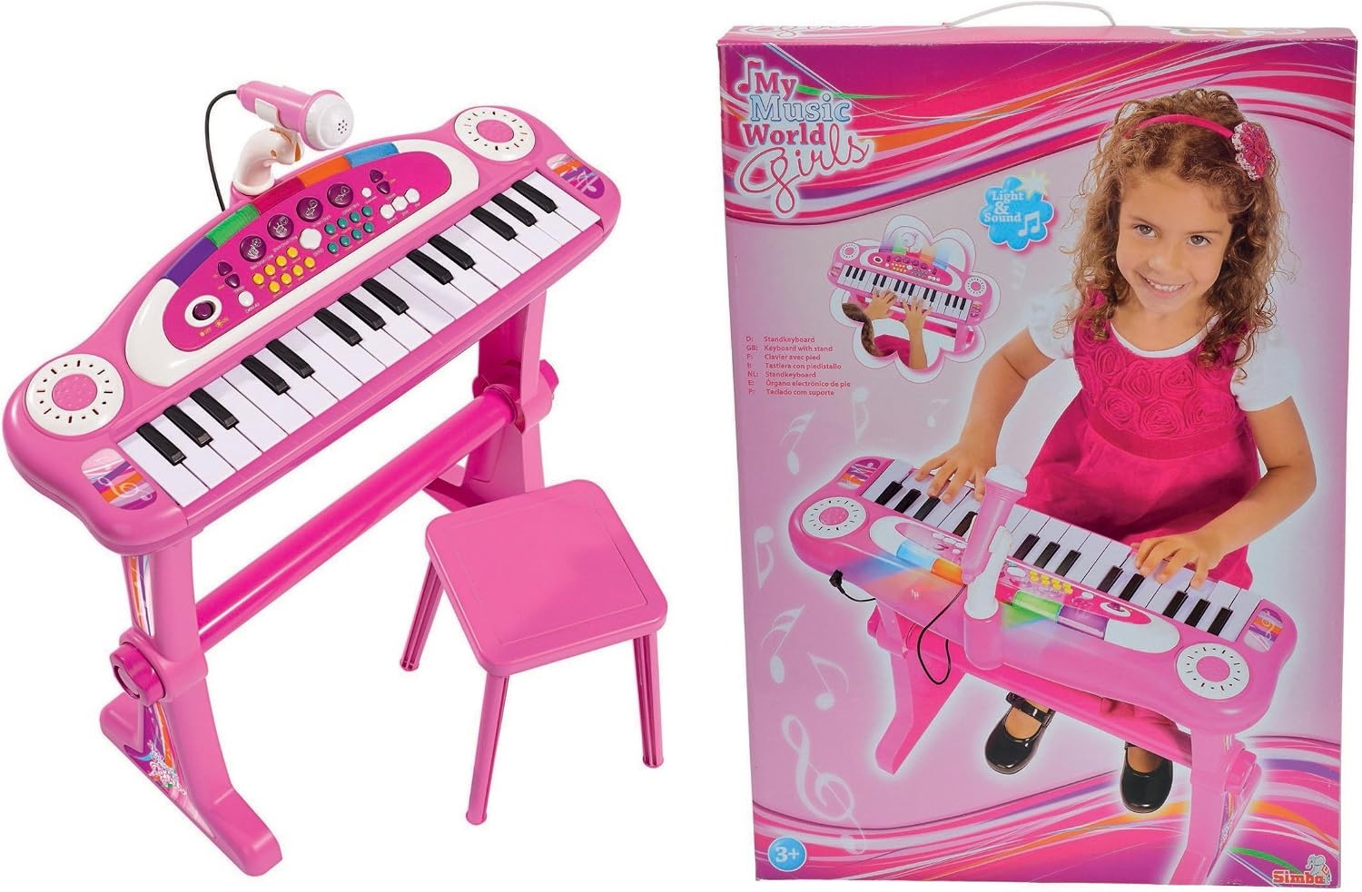 Simba Staand Keyboard met Stoel & Microfoon Roze 34% Korting