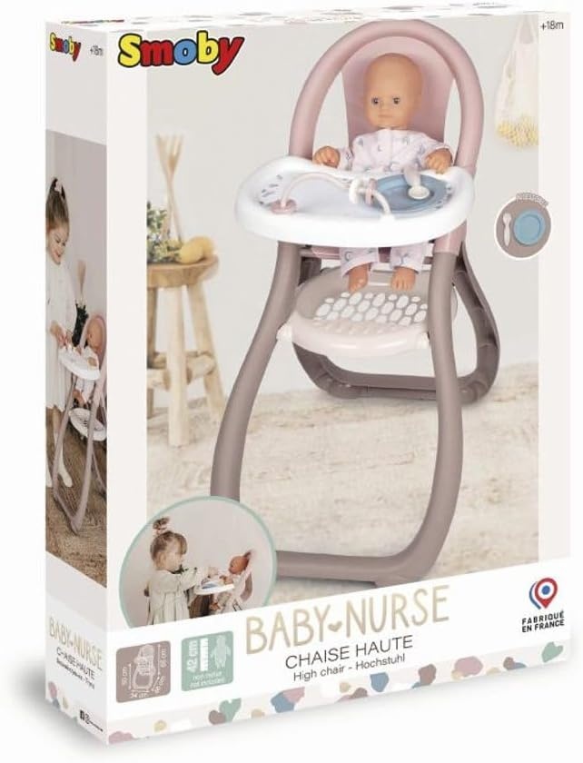 Smoby Baby Nurse Kinderstoel voor Poppen met Bordje en Lepel - 29% Korting