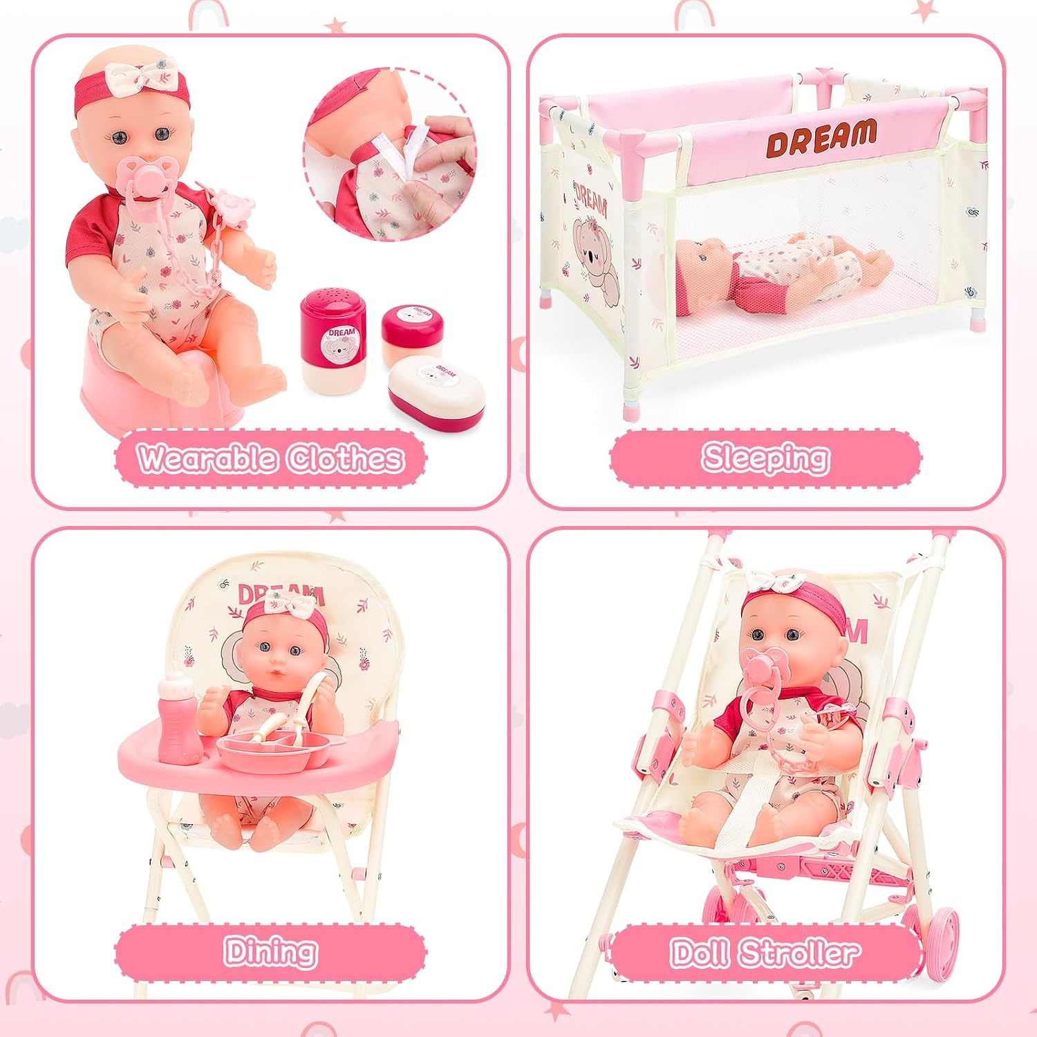 Speelgoed Poppenhuis Set Roze - 34% Korting, 1 Stuk