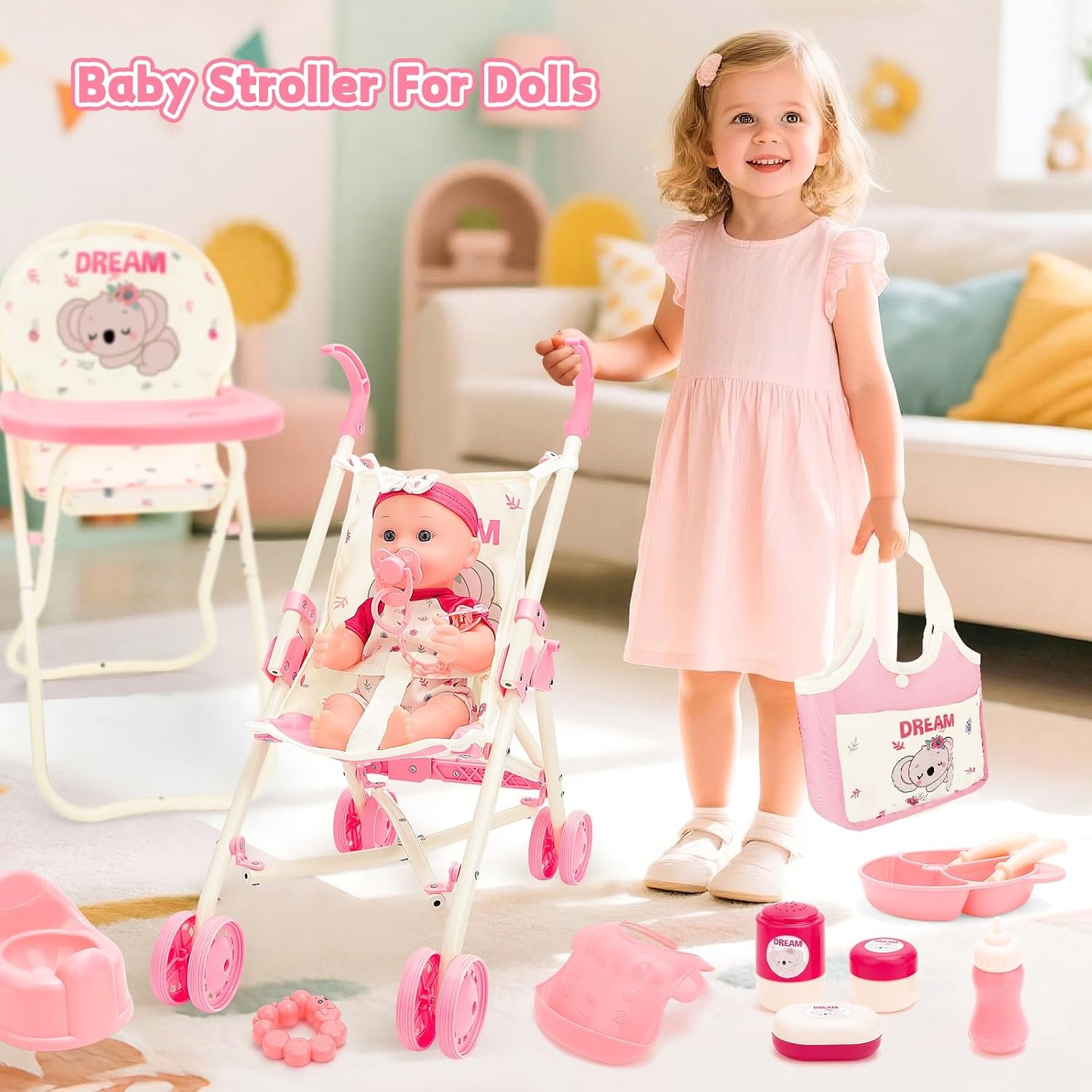 Speelgoed Poppenhuis Set Roze - 34% Korting, 1 Stuk