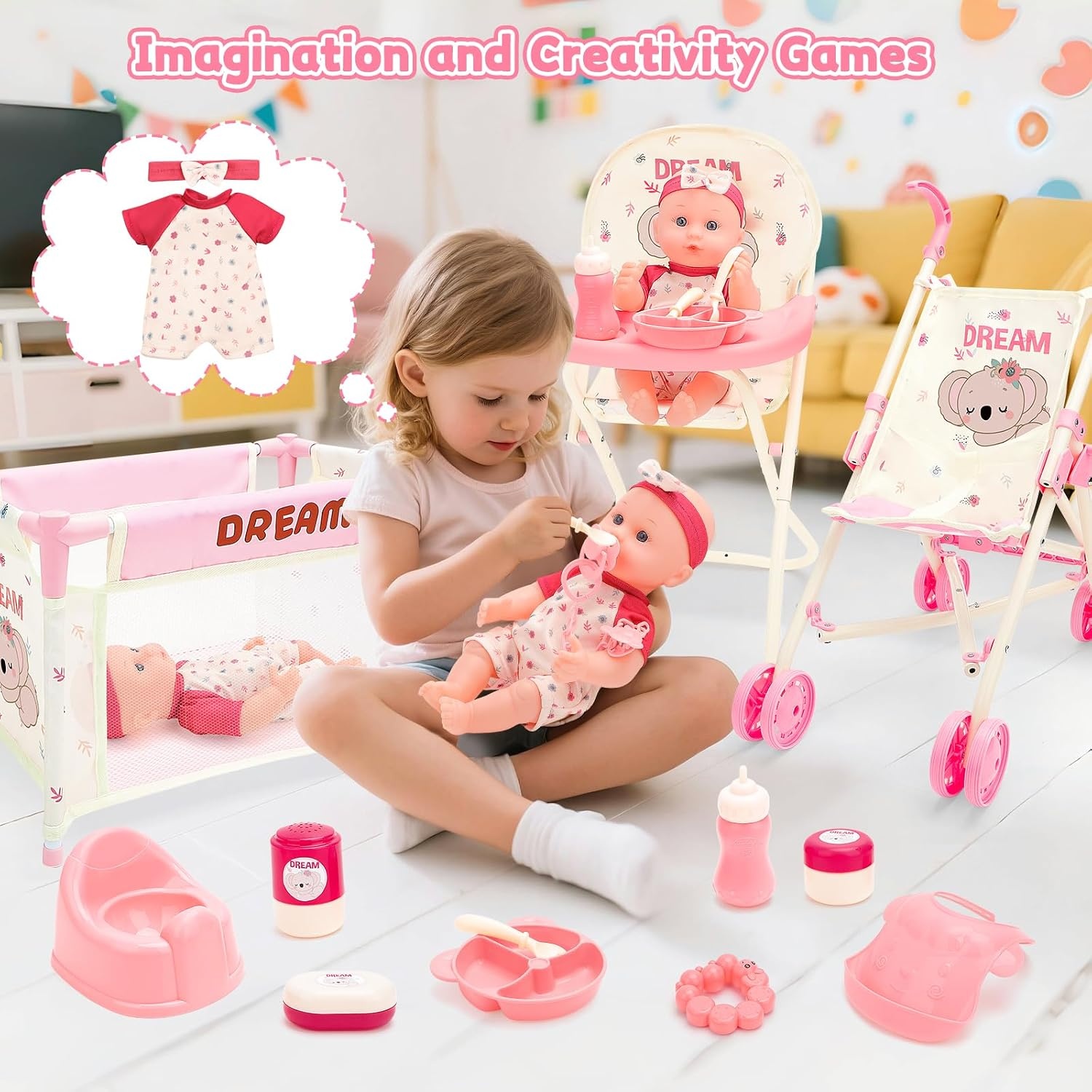 Speelgoed Poppenhuis Set Roze - 34% Korting, 1 Stuk
