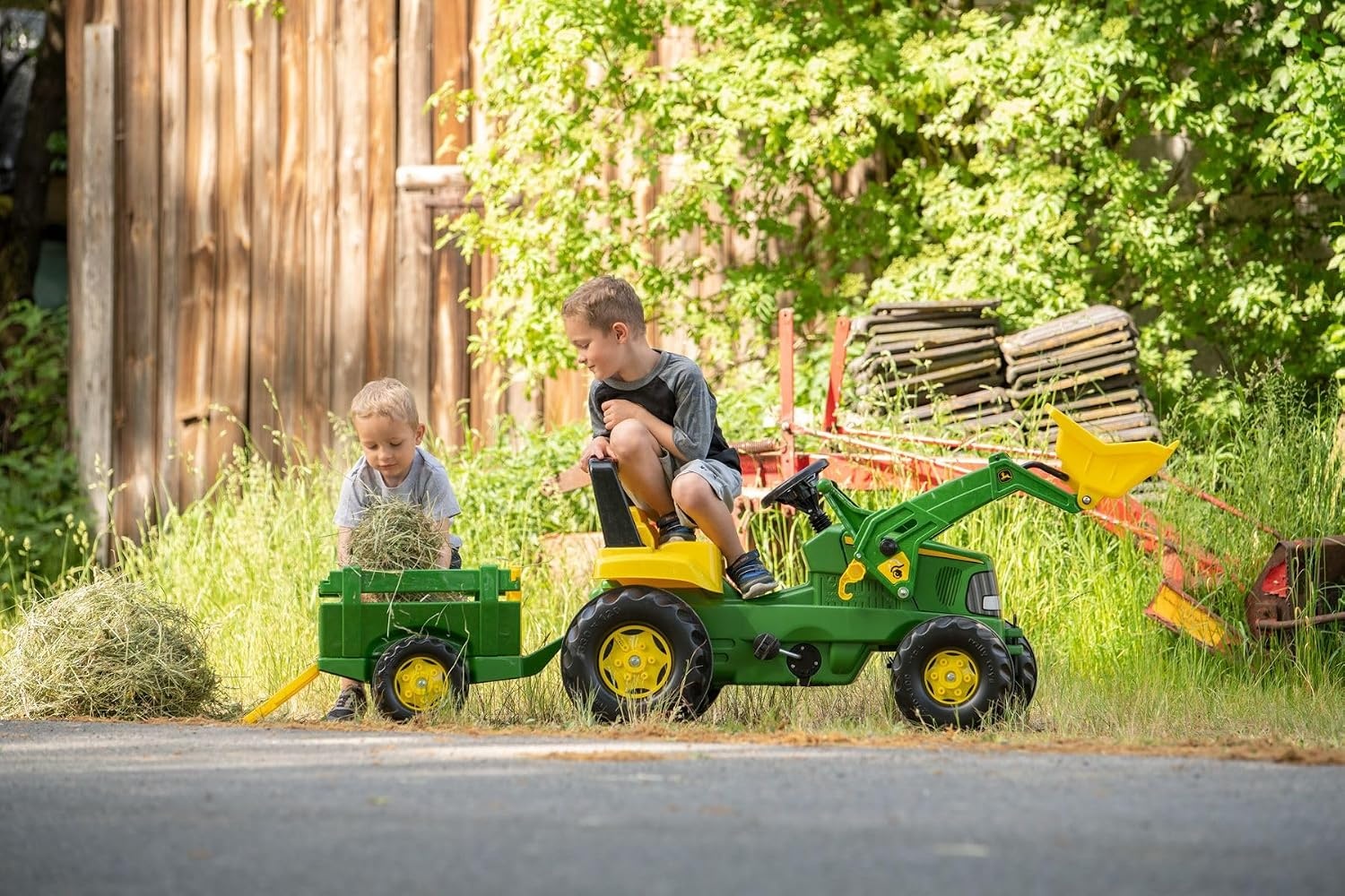 Traptractor John Deere Junior met Voorlader & Aanhanger - 35% Korting!