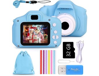 Kinder Digitale Camera Blauw 33% Korting - Inclusief 32GB SD Kaart