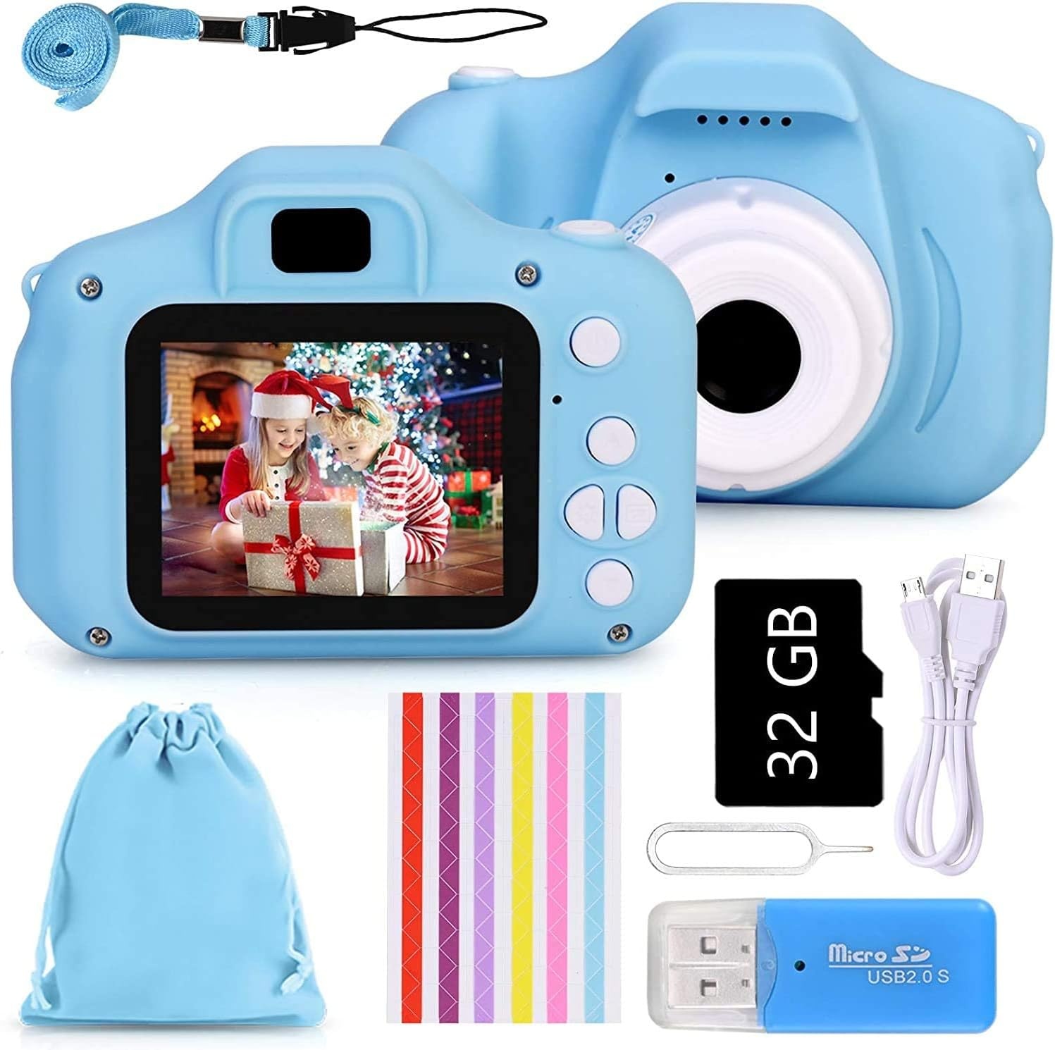 Kinder Digitale Camera Blauw 33% Korting - Inclusief 32GB SD Kaart