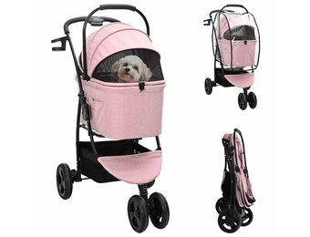 vidaXL Opvouwbare Huisdierenwagen Roze 78 x 54 x 101 cm Polyester